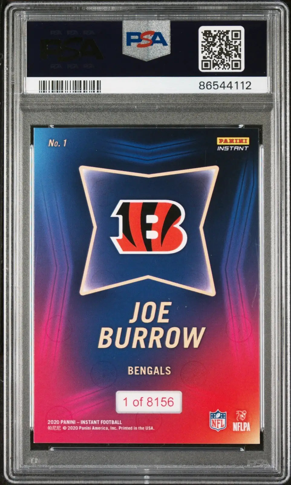 Joe Burrow 2020 Panini NFL Draft Night Football Card 1 of 8156 PSA 10 GEM MINT