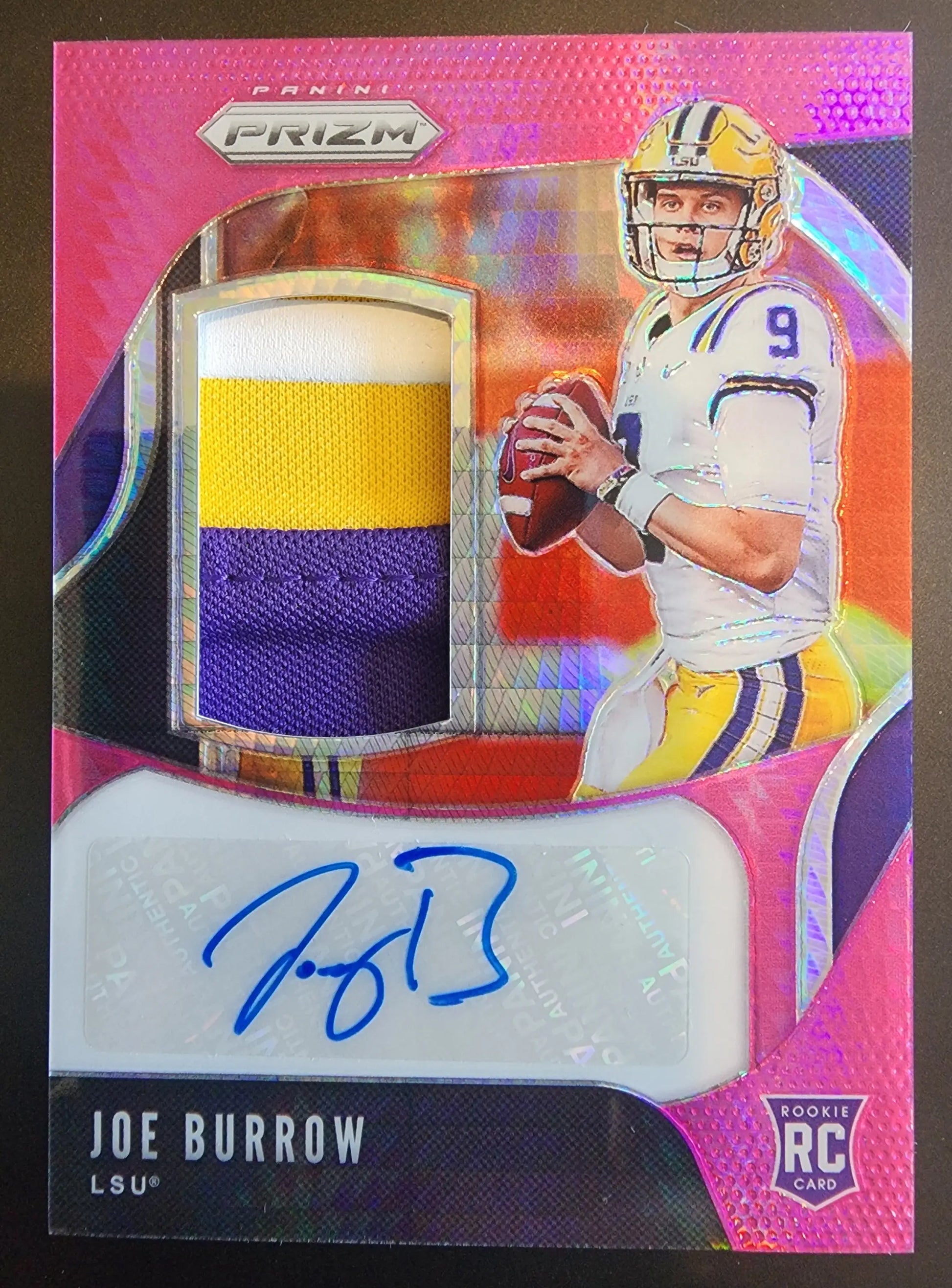 Joe Burrow 2020 Panini Prizm Draft Pink Patch Auto RC #2/10 - Football Card Single