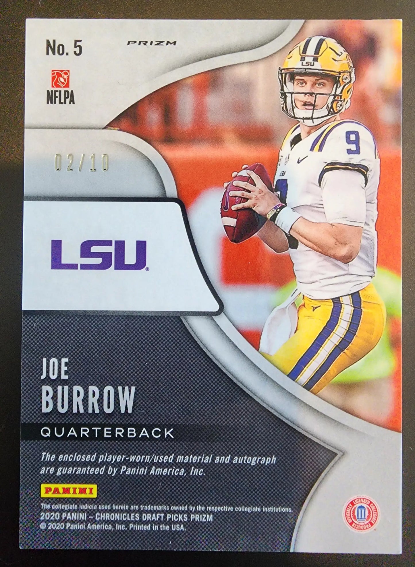 Joe Burrow 2020 Panini Prizm Draft Pink Patch Auto RC #2/10 - Football Card Single