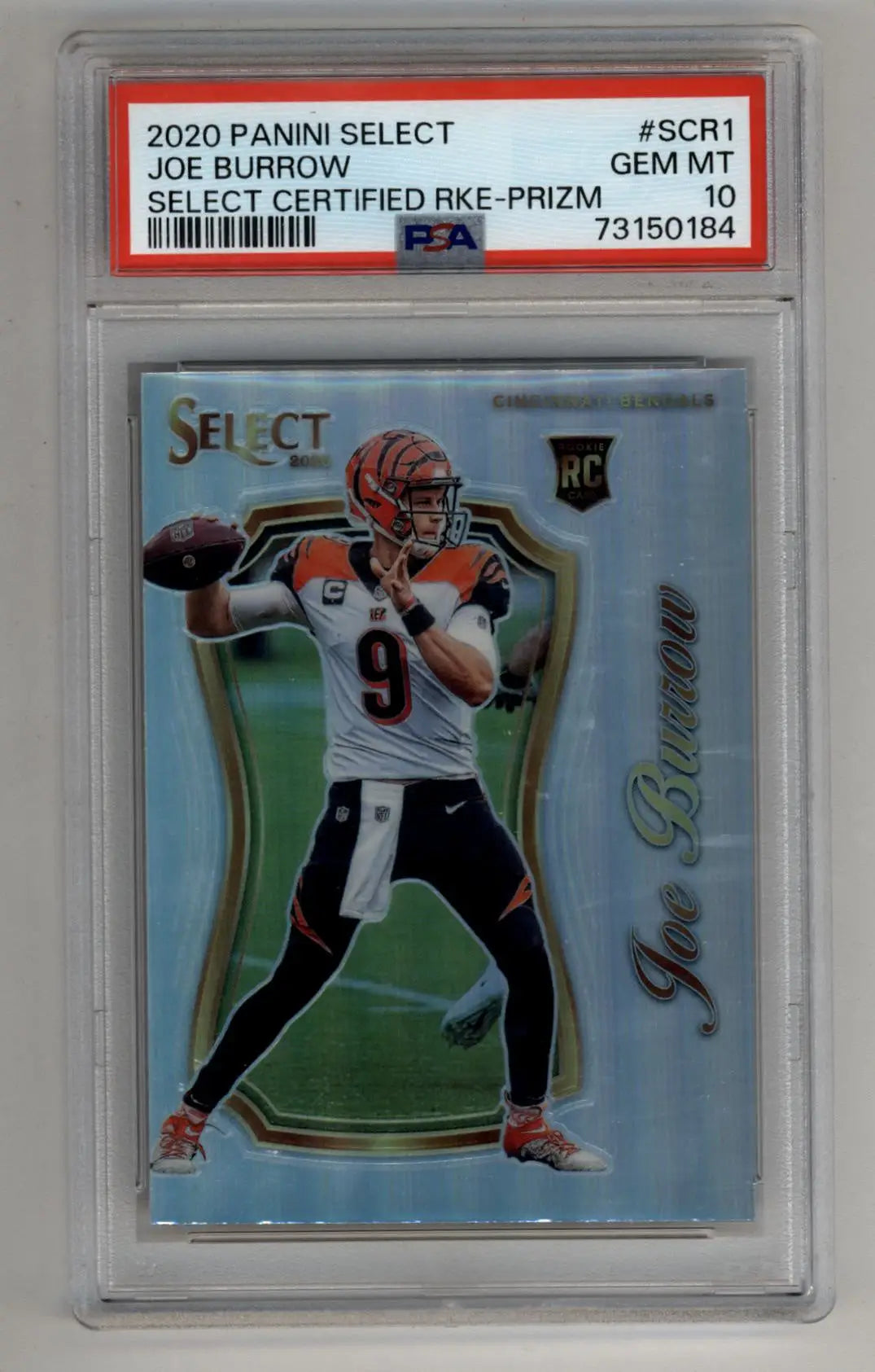 PSA-graded Joe Burrow 2020 Select Certified Rookies Prizm rookie card GEM MT 10
