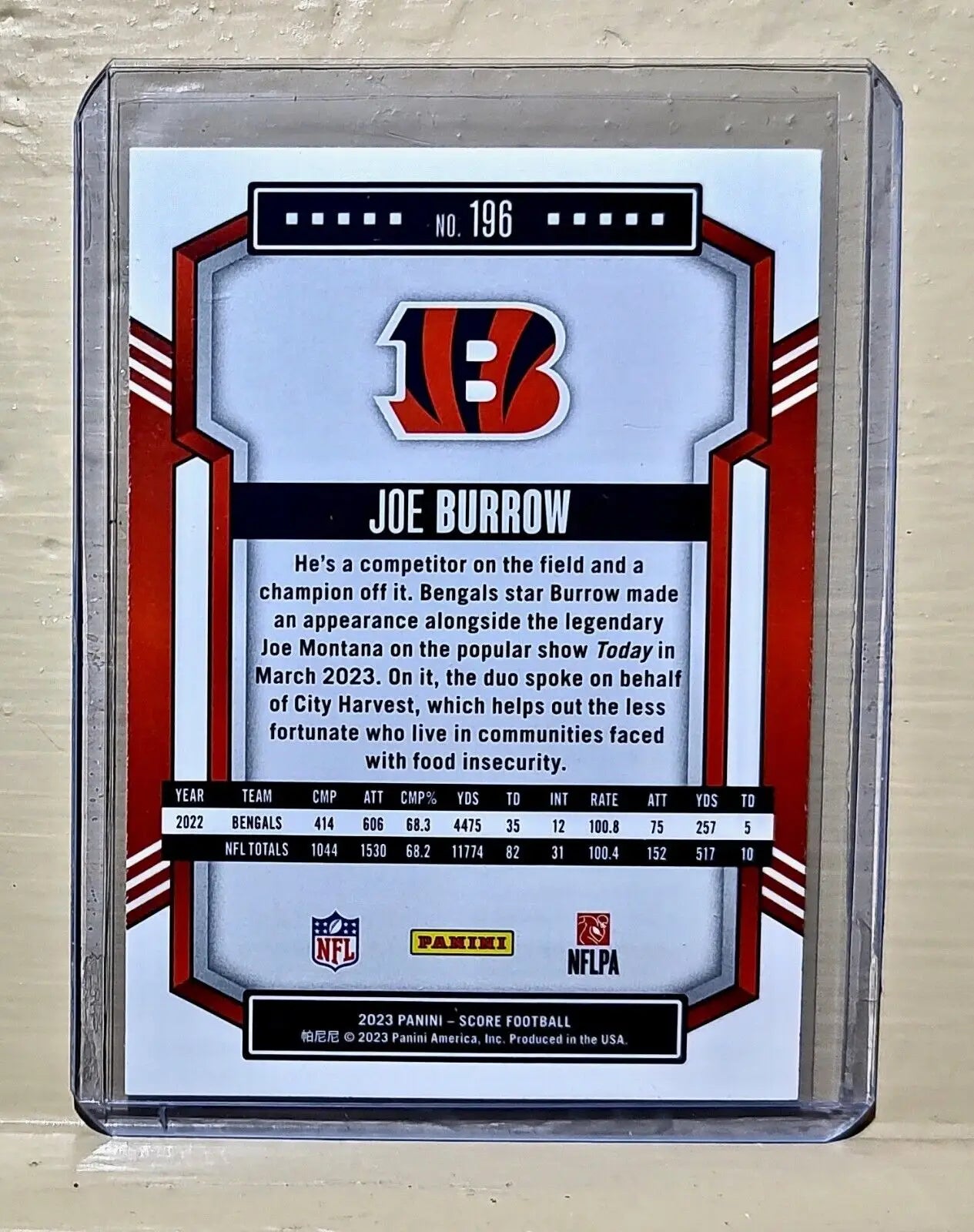 Joe Burrow 2023 Panini NFL #196 Score Football Card Cincinnati Bengals - Football Card Single
