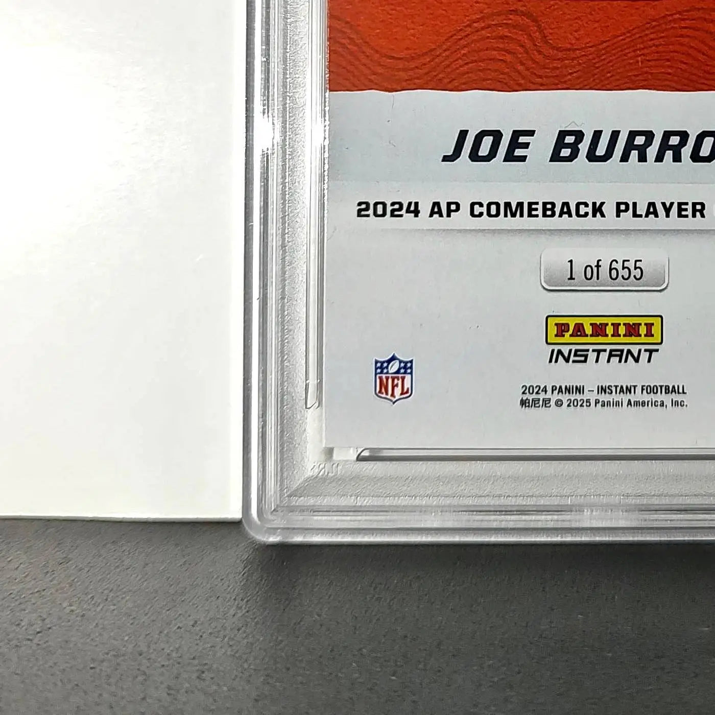 Joe Burrow 2024 Panini NFL AP Comeback Player of the Year Bengals PSA 9 Mint