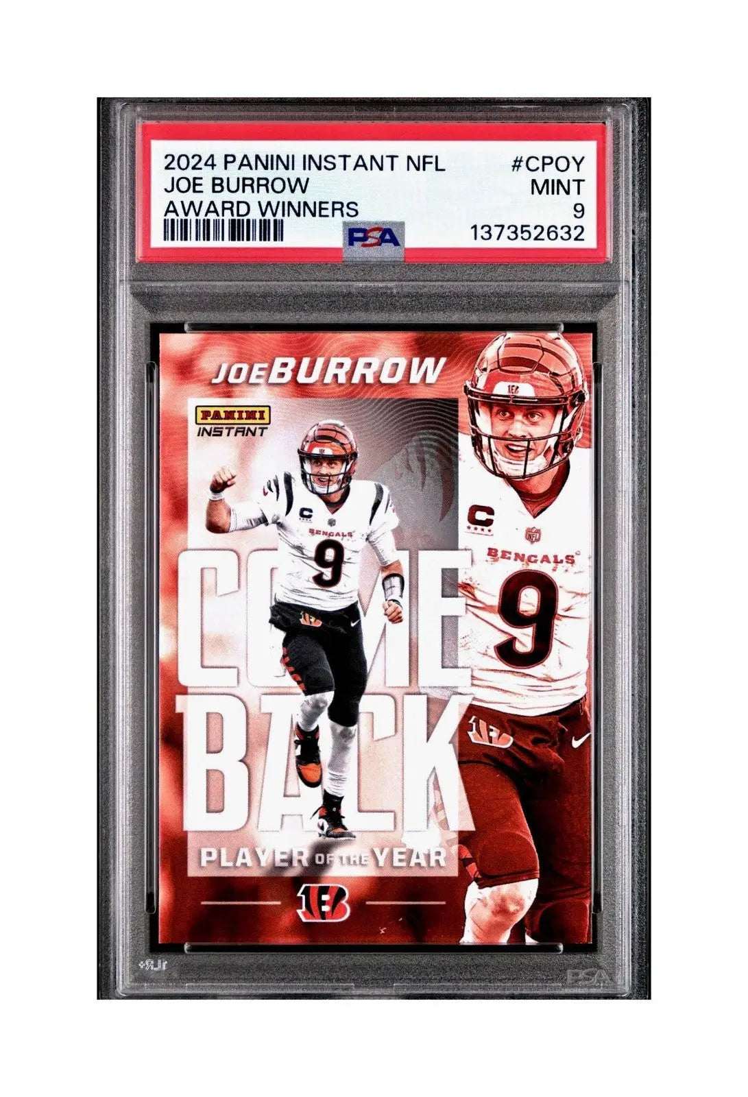 Joe Burrow 2024 Panini NFL AP Comeback Player of the Year Bengals PSA 9 Mint - Football Card Single