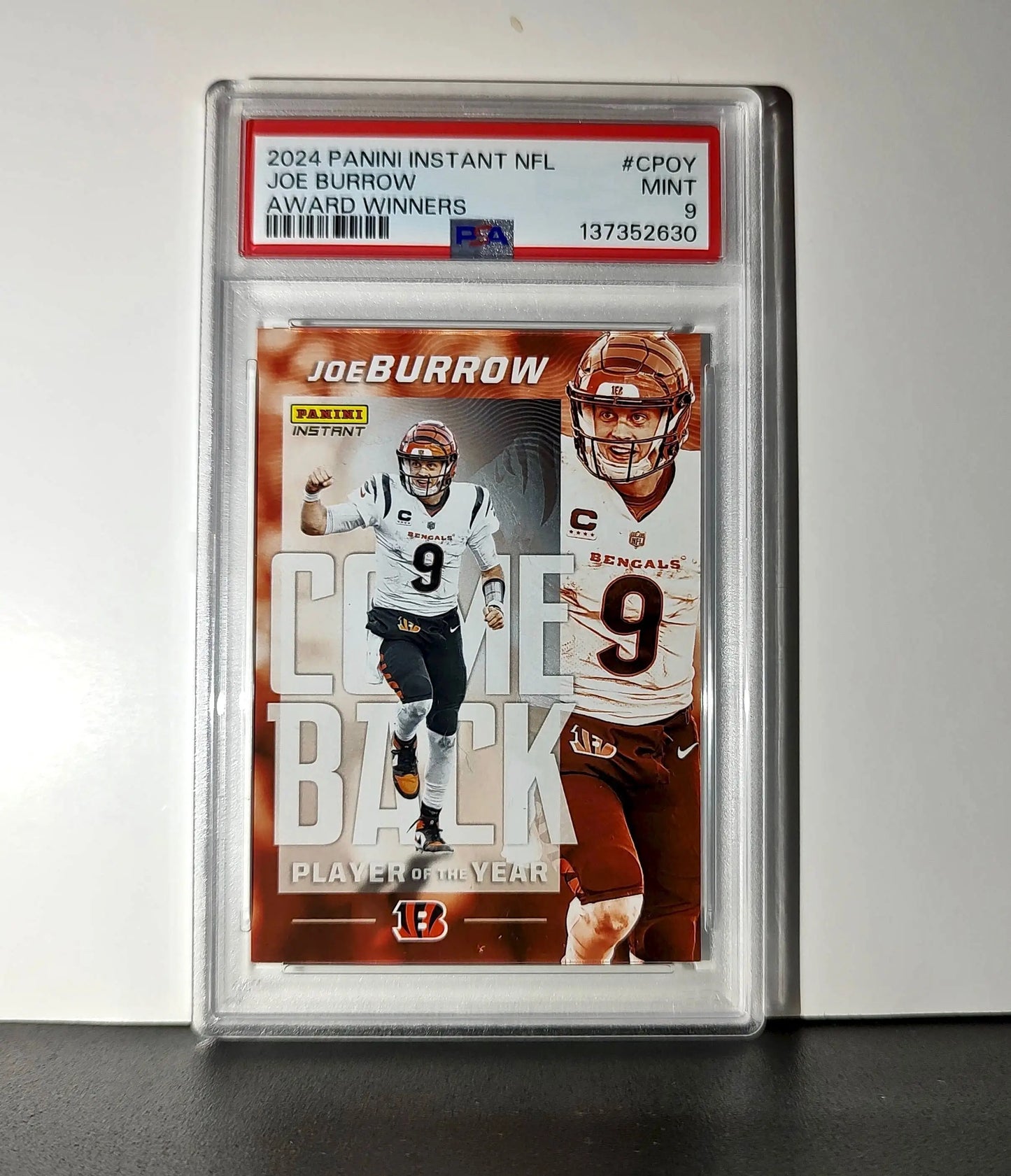 Joe Burrow 2024 Panini NFL AP Comeback Player of the Year Bengals PSA 9 Mint