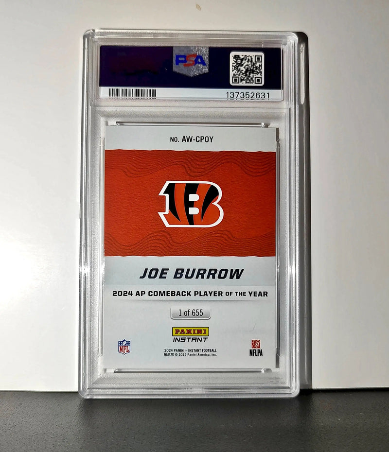 Joe Burrow 2024 Panini NFL AP Comeback Player of the Year Bengals PSA 10 Gem