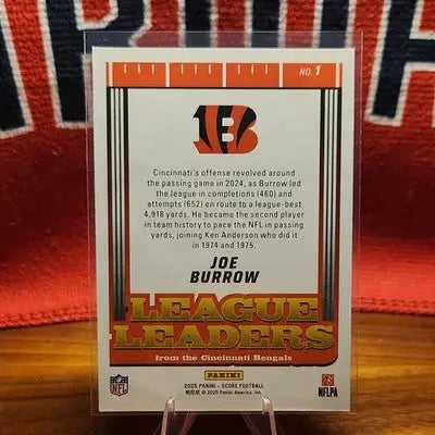 Joe Burrow 2025 Panini Score League Leaders Insert #1 NFL Bengals - Football Card Single