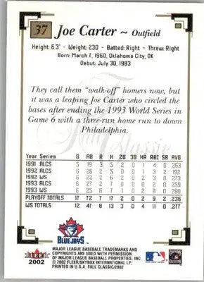 Joe Carter - 2002 Fleer Fall Classic - #37 - Baseball - Baseball Card Single