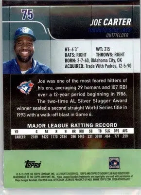 Joe Carter - 2022 Stadium Club - #75 - Baseball - Baseball Card Single