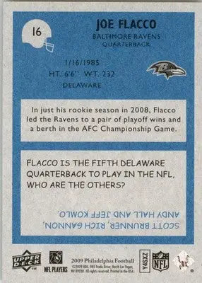 Joe Flacco - 2009 Philadelphia - #16 - Football - Football Card Single