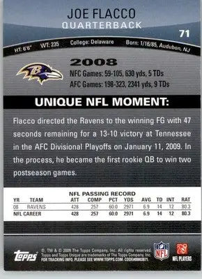 Joe Flacco - 2009 Topps Unique - #71 - Football - Football Card Single