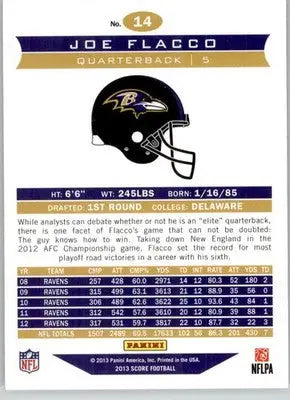 Joe Flacco - 2013 Score - #14 - Football - Football Card Single