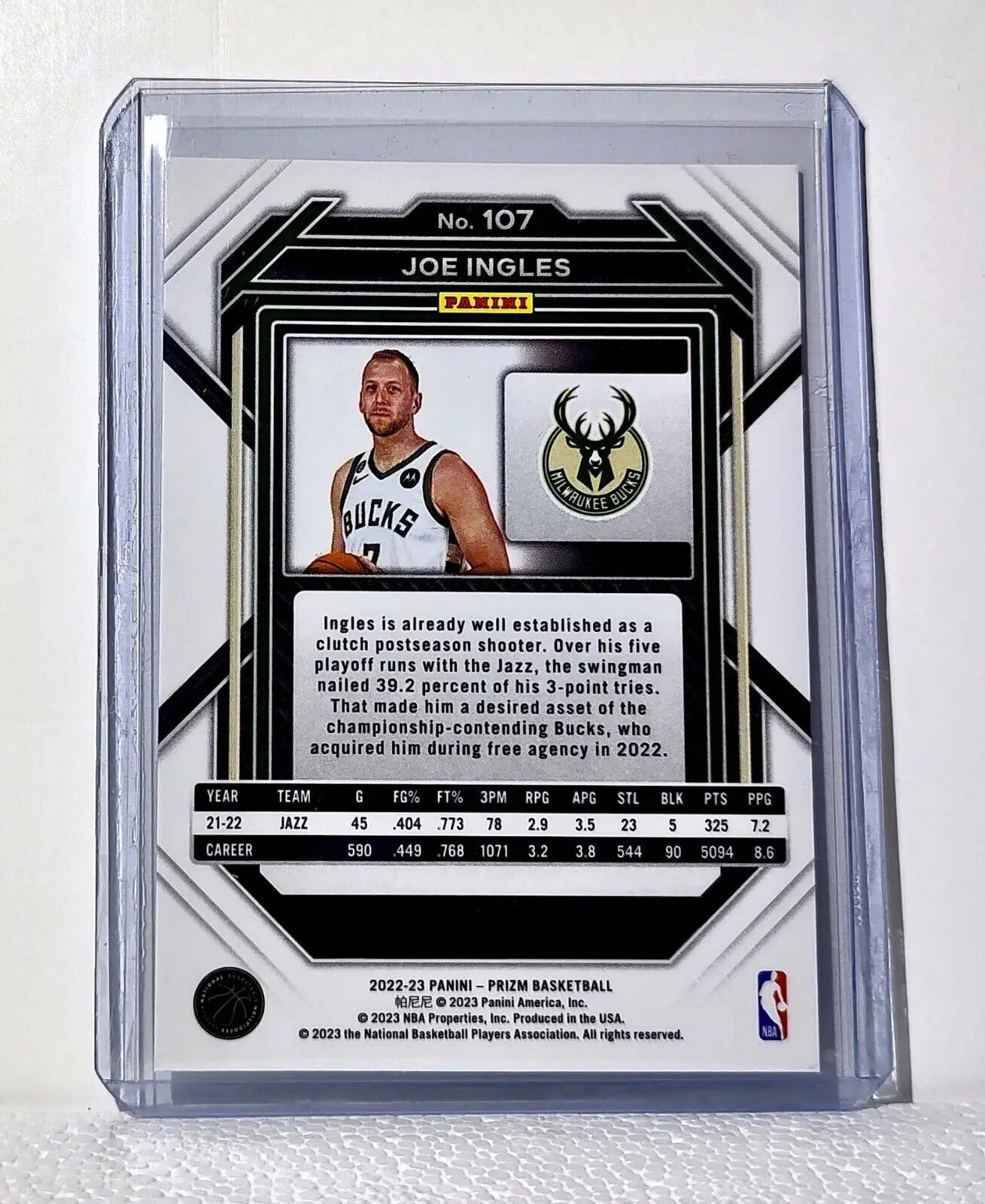 Joe Ingles 2022-23 Panini Prizm NBA #107 Basketball Card Milwaukee Bucks