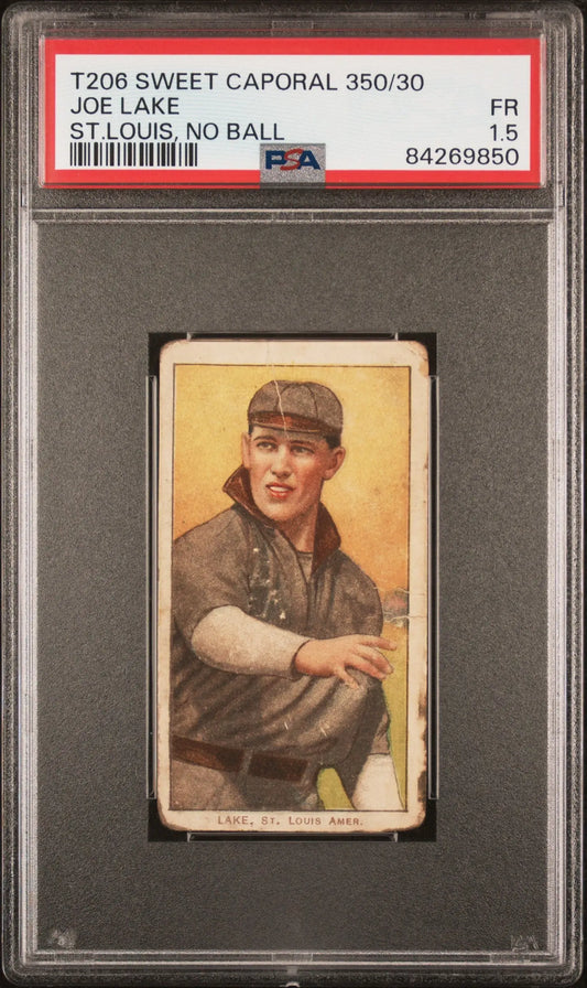 Joe Lake 1909-11 T206 Sweet Caporal 350/30 St.Louis No Ball PSA 1.5 Fair - Baseball Card Single