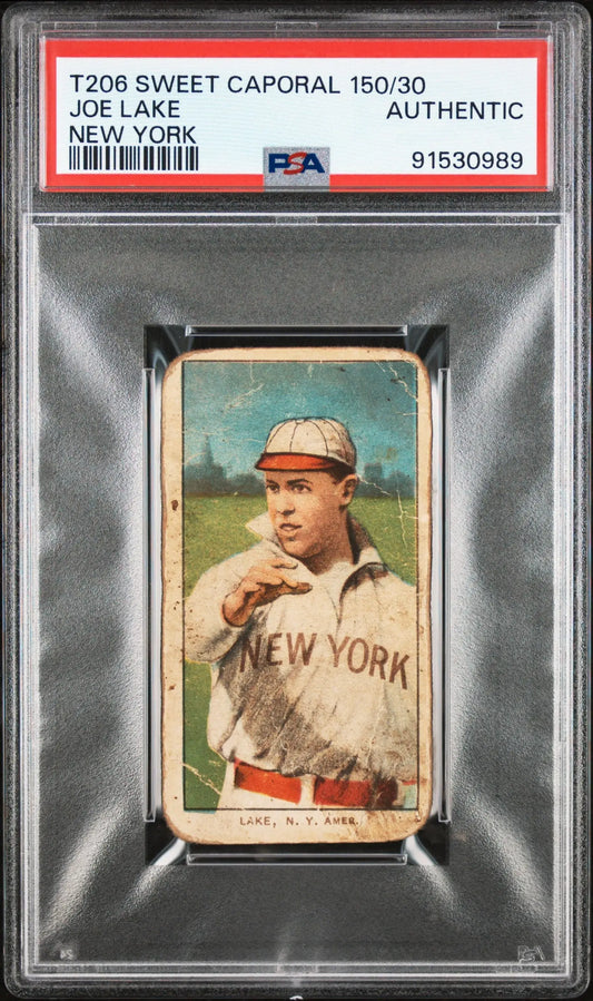 Joe Lake New York 1909-11 T206 Sweet Caporal 150/30 PSA Auth - Baseball Card Single
