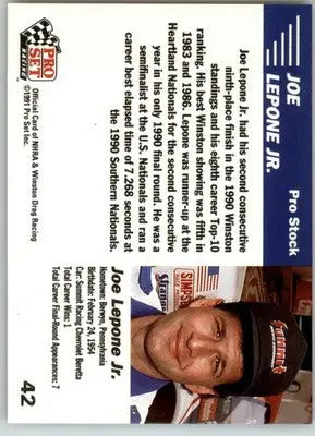 Joe Lepone Jr. - 1991 Pro Set NHRA - #42 - Racing - Racing Card Single