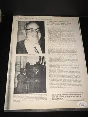 Joe McKenney Signed Page Auto BOSTON College HOF Player Coach Referee JSA - Sports Memorabilia