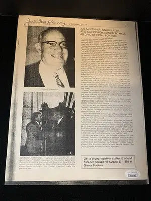 Joe McKenney Signed Page Auto BOSTON College HOF Player Coach Referee JSA - Sports Memorabilia