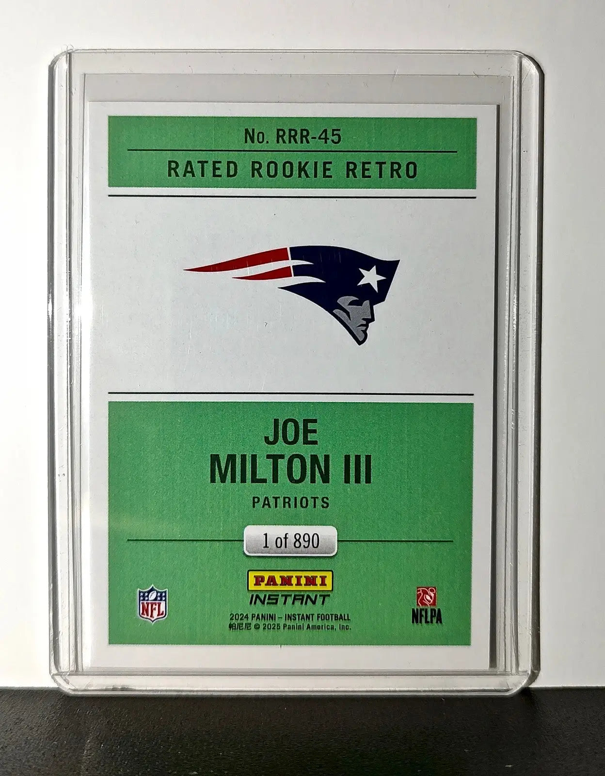 Joe Milton III Rookie 2024 Panini Rated Rookie Retro NFL #45 NE Patriots 1 of 890 - Football Card Single