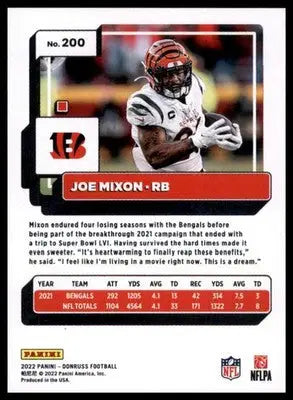 Joe Mixon 2022 Donruss #200 Cincinnati Bengals - Football Card Single