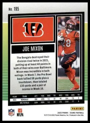 Joe Mixon 2022 Score #195 Cincinnati Bengals - Football Card Single