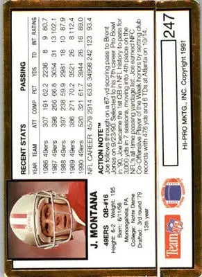 Joe Montana - 1991 Action Packed - #247 - Football - Football Card Single