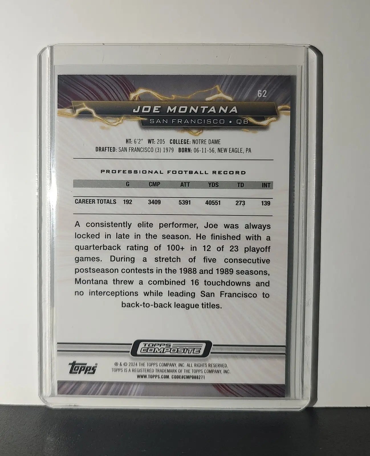 Joe Montana 2023 Topps Resurgence NFL #62 Card San Francisco 49ers