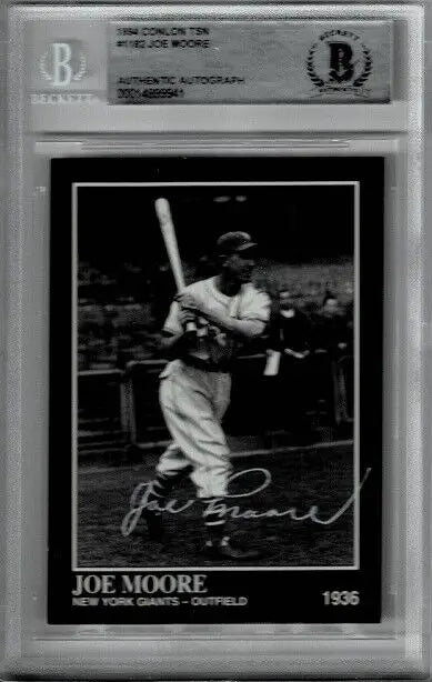 Joe Moore autographed baseball card from Gause Ghost Auto Conlon Collection BAS BGS Authentic