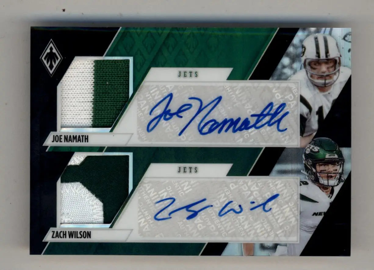 Joe Namath/Zach Wilson 2021 Phoenix Dual Patch Auto Green 3/3 - Football Card Single