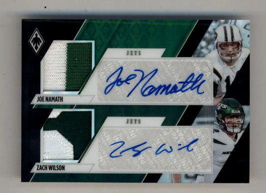 Joe Namath/Zach Wilson 2021 Phoenix Dual Patch Auto Green 3/3 - Football Card Single