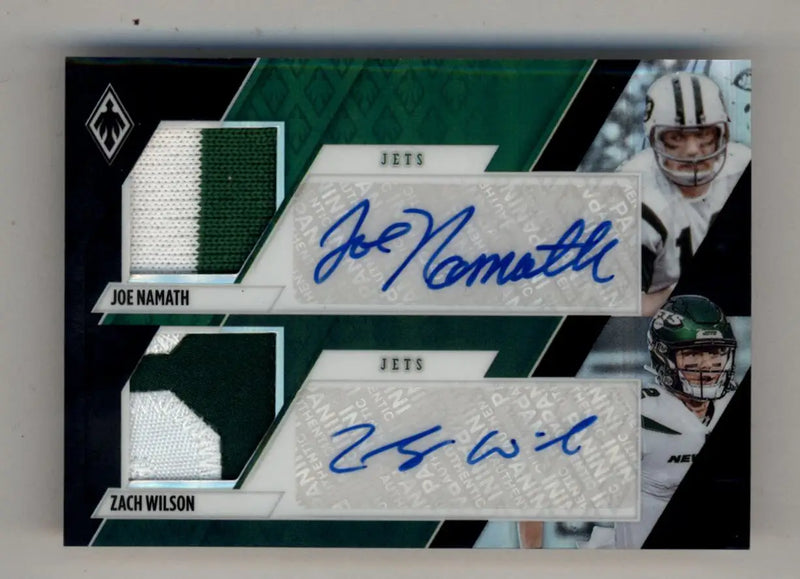 Joe Namath/Zach Wilson 2021 Phoenix Dual Patch Auto Green 3/3 - Football Card Single
