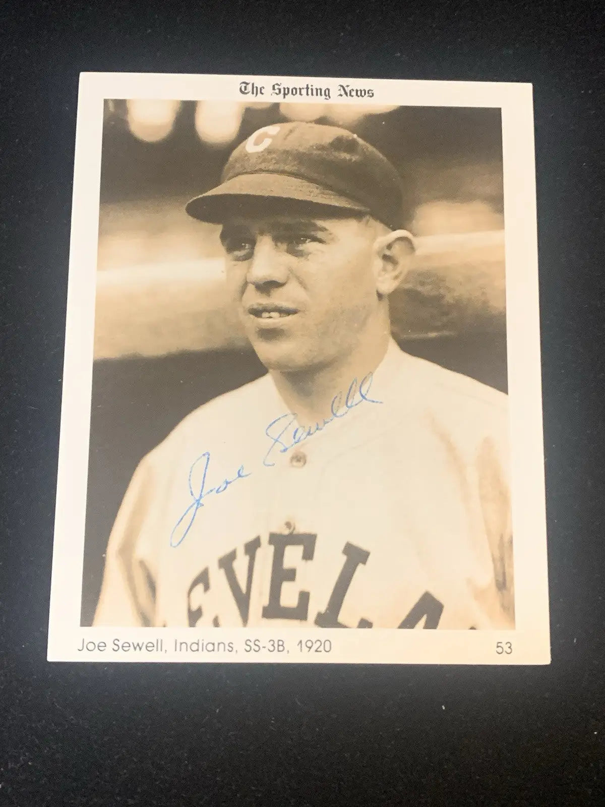 Joe Sewell Cleveland Indians SPORTING NEWS #53 Conlon Collection 4x5 AUTO JSA - Baseball Card Single