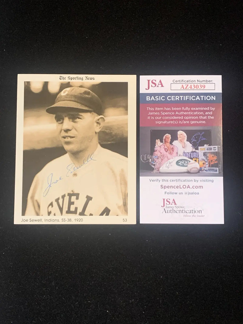Joe Sewell Cleveland Indians SPORTING NEWS #53 Conlon Collection 4x5 AUTO JSA - Baseball Card Single