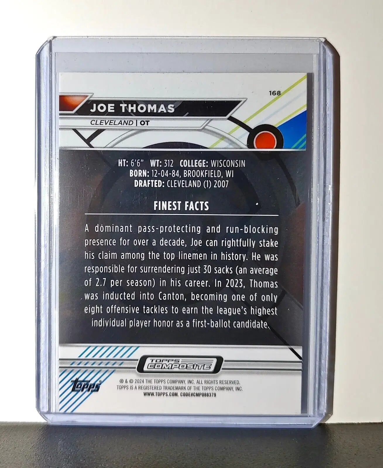 Joe Thomas 2023 Topps Finest NFL #168 Card Cleveland Browns