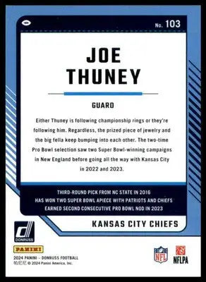 Joe Thuney 2024 Donruss #103 Kansas City Chiefs Football Card NFL Sports - Football Card Single