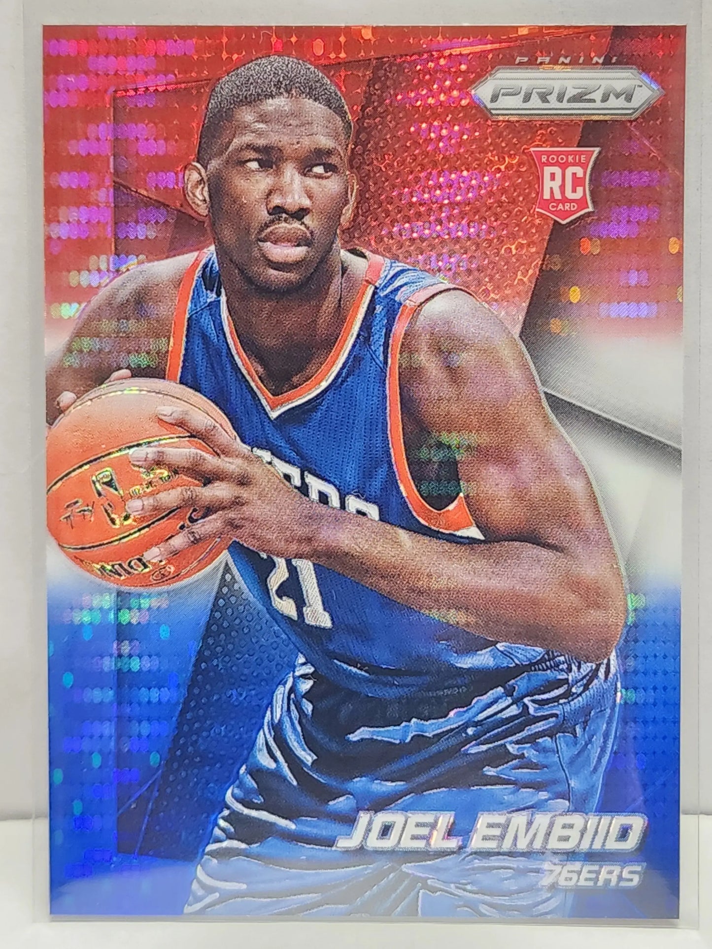 Joel Embiid 2014 Panini Prizm Rookie #253 Red White Blue Prizm - Basketball Card Single
