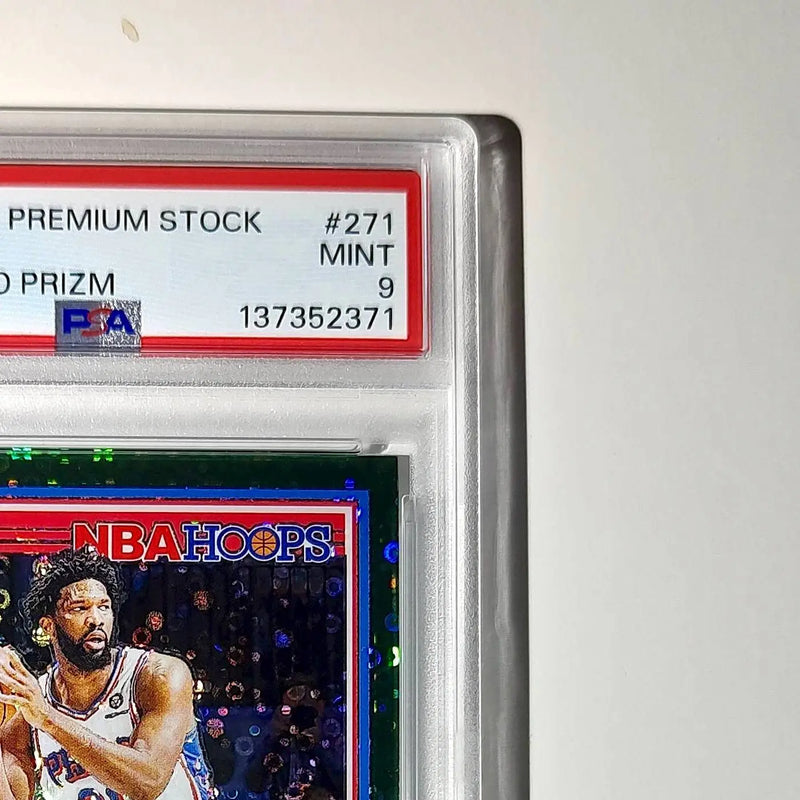 Joel Embiid 2023 Panini Hoops Premium #271 5/5 Green Disco Prizm PSA 9 Mint