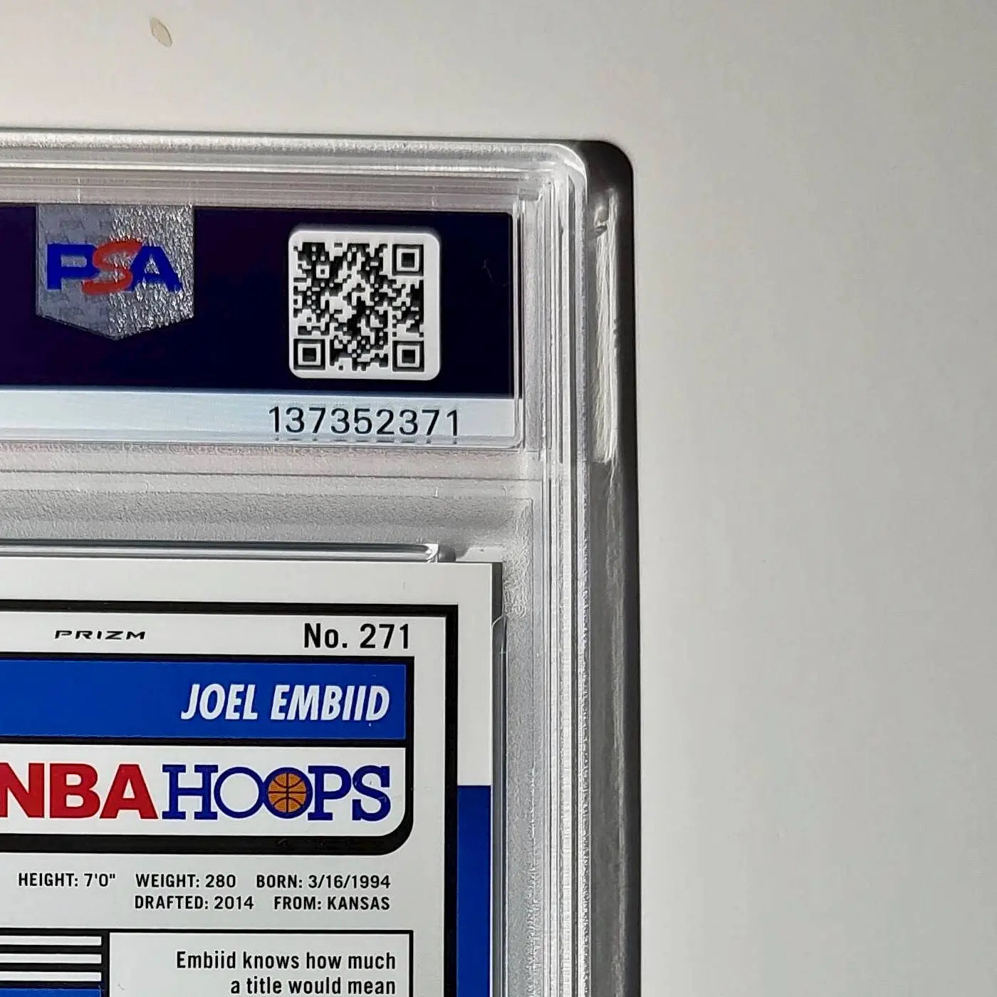 Joel Embiid 2023 Panini Hoops Premium #271 5/5 Green Disco Prizm PSA 9 Mint