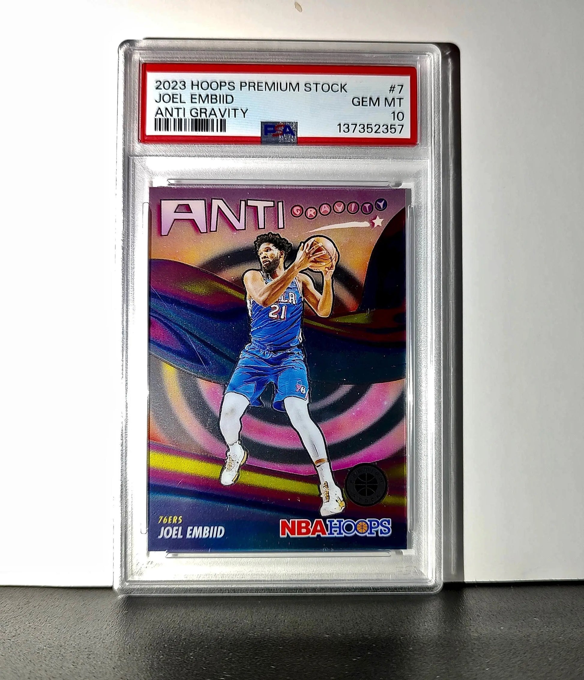 Joel Embiid 2023 Panini Hoops Premium Anti Gravity #7 PSA 10 Gem Mint