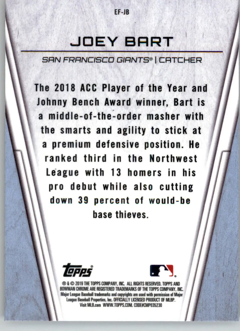 Joey Bart - 2019 Bowman Chrome - #EF-JB - Elite Farmhands Baseball - Baseball Card Single