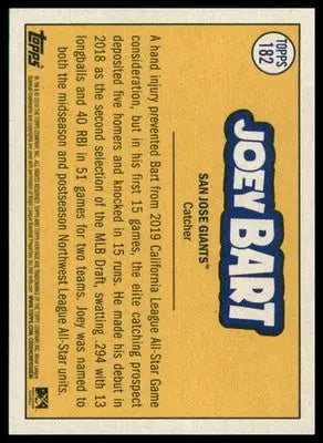 Joey Bart 2019 Topps Heritage Minor League #182 San Jose Giants - Baseball Card Single
