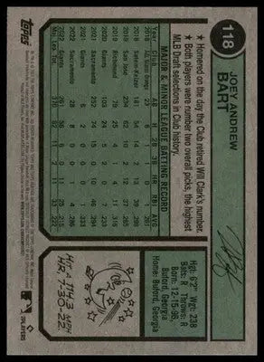 Joey Bart 2023 Topps Heritage #118 San Francisco Giants - Baseball Card Single