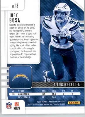 Joey Bosa - 2020 Panini Absolute - #18 - Red Football - Football Card Single