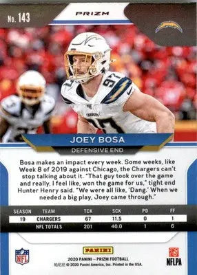 Joey Bosa - 2020 Panini Prizm - #143 - Prizm Red White and Blue Football - Football Card Single