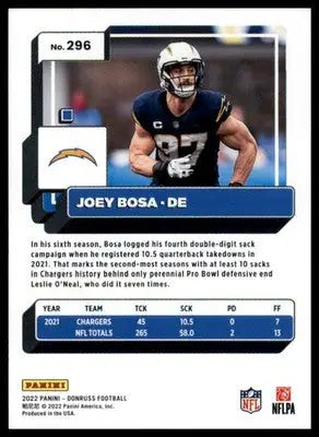 Joey Bosa 2022 Donruss #296 Los Angeles Chargers - Football Card Single
