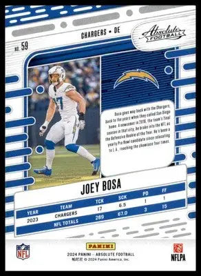 Joey Bosa 2024 Panini Absolute Retail #59 Los Angeles Chargers Football Card NFL - Football Card Single
