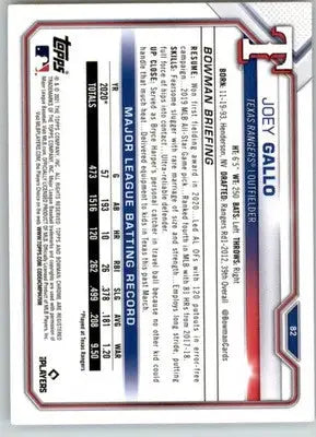 Joey Gallo - 2021 Bowman Chrome - #82 - Baseball - Baseball Card Single