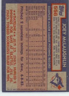 Joey McLaughlin - 1984 Topps - #556 - Baseball - Baseball Card Single