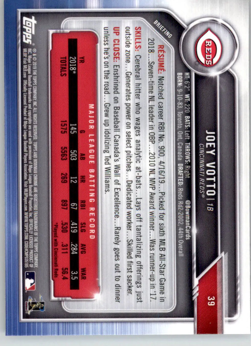 Joey Votto - 2019 Bowman Chrome - #39 - Baseball - Baseball Card Single