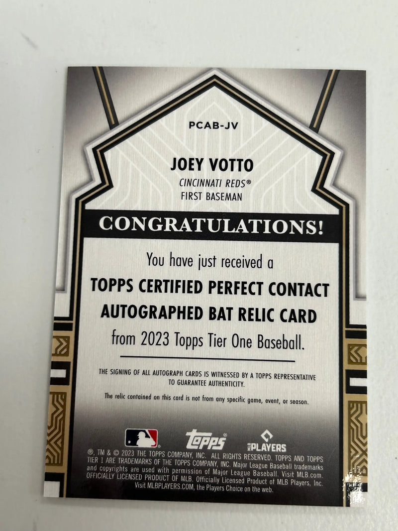 Joey Votto 2023 Topps Tier One Pefect Contant Auto Bat Relic - Baseball Card Single