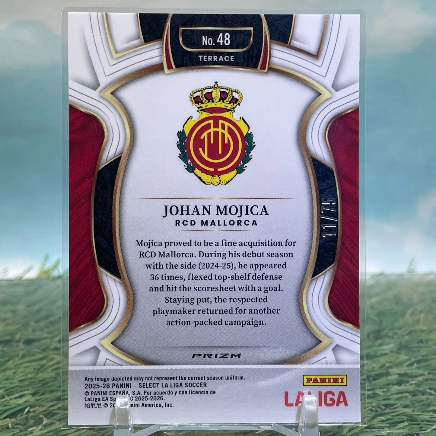 JOHAN MOJICA /75 ORANGE REFRACTOR PANINI SELECT LA LIGA 2025-26 TERRACE MALLORCA - Soccer Card Single